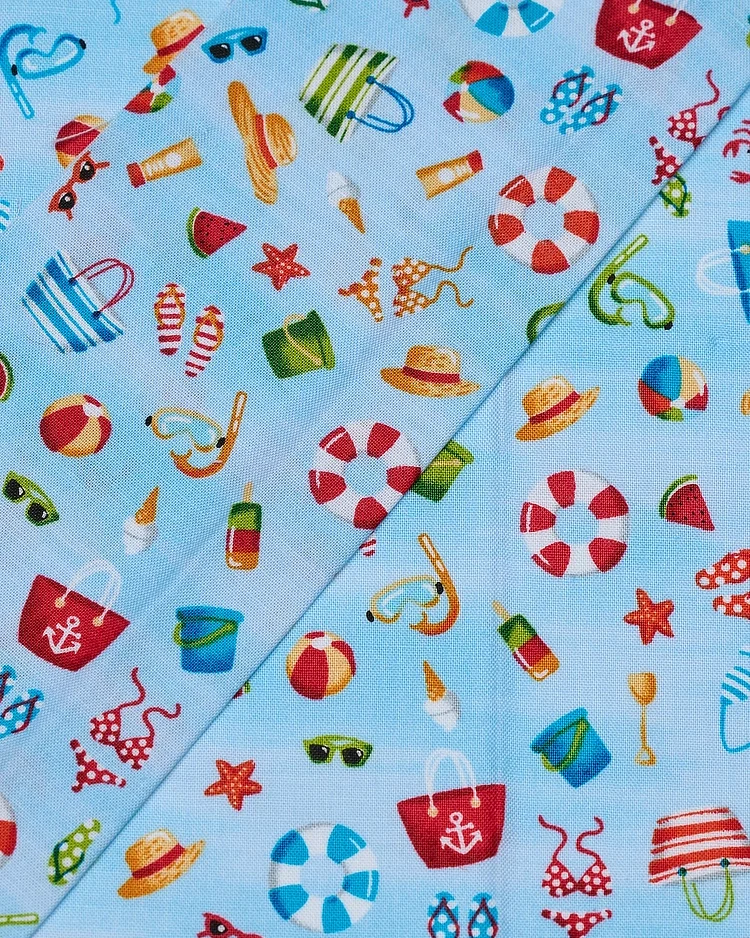 Fabrics - Cotton - Beach Icons - N409 - Overlay