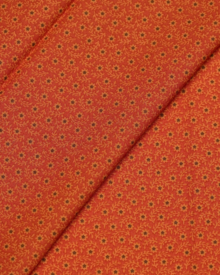 Fabrics - Cotton - Flowers and Leaves on Orange - CL501 - Overlay