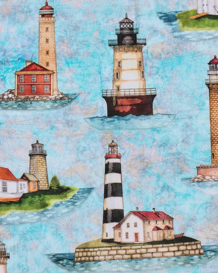 Fabrics - Cotton - Lighthouses on Light Blue - N6