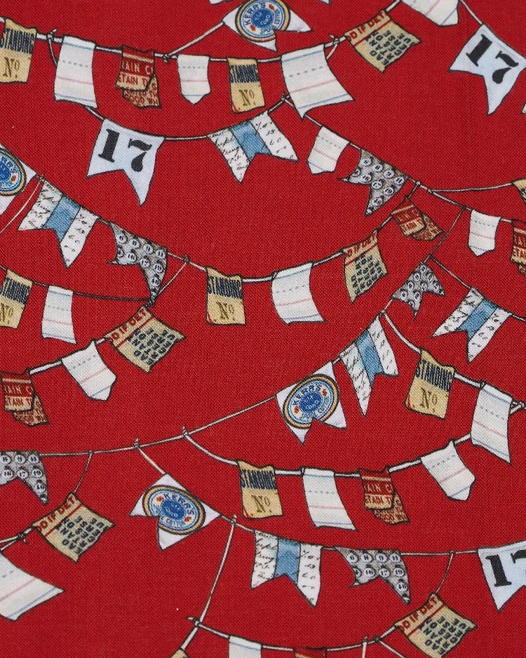 Fabrics - Cotton - Rows Of Nautical Bunting on Red - N63