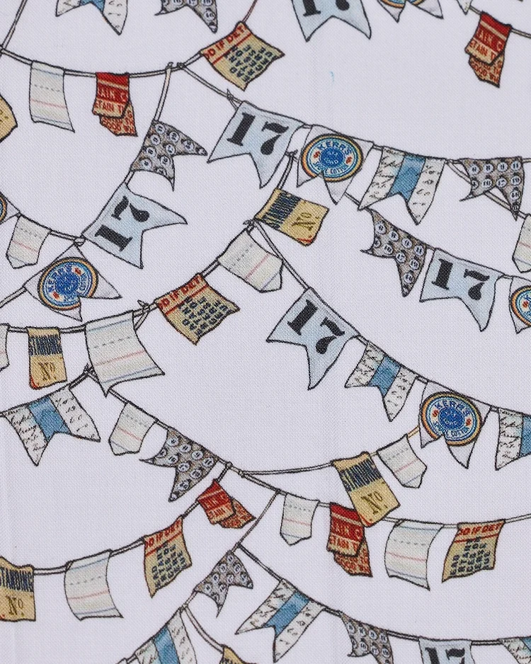 Fabrics - Cotton - Rows Of Nautical Bunting on White - N60