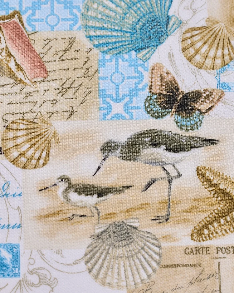 Fabrics - Cotton - Postcard, Sandpipers on Cream - N216