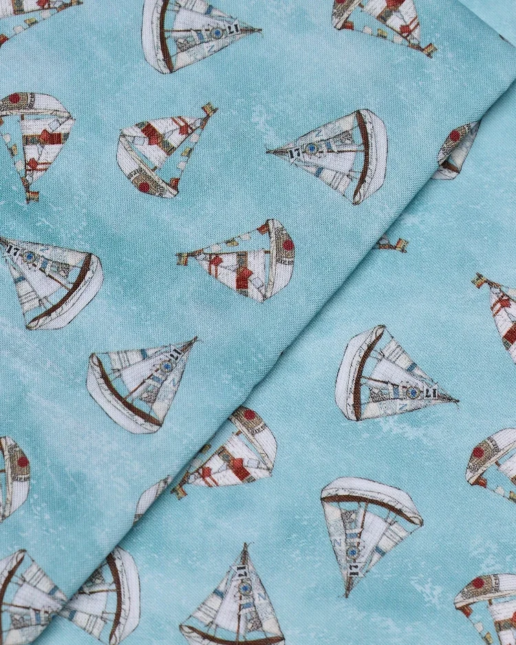 Fabrics - Cotton - Yachts on Light Blue - N61 - Overlay