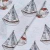 Fabrics - Cotton - Large Yachts on White - N66 - Overlay