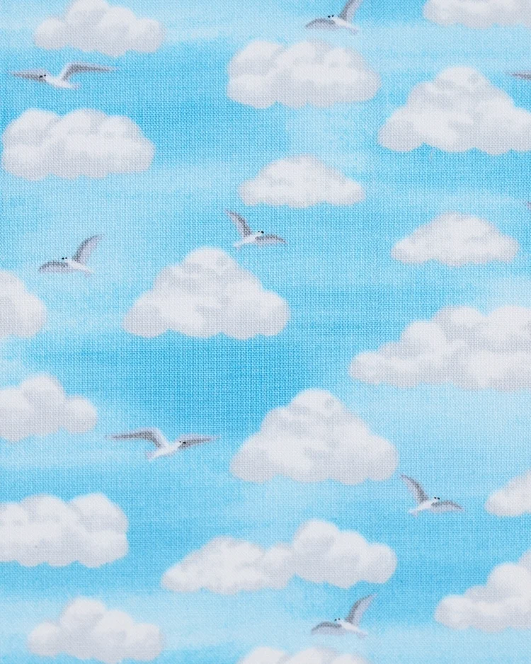 Fabrics - Cotton - Sky with Clouds and Seagulls on Light Blue - N37