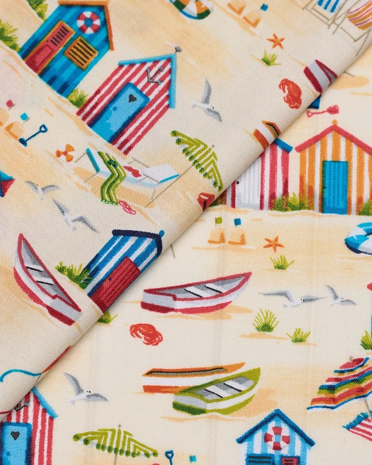 Fabrics - Cotton - Beach Huts - Yellow N715 Overlay