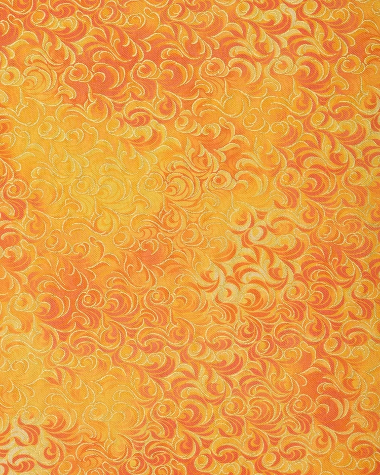 Fabrics - Cotton - Flame Wave Swirls on Yellow N706