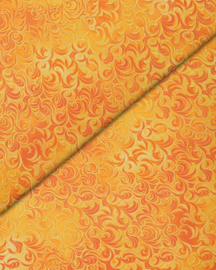 Fabrics - Cotton - Flame Wave Swirls on Yellow N706 Overlay