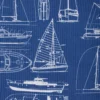 Fabrics - Cotton - Large Outline Yachts on Dark Blue - N708