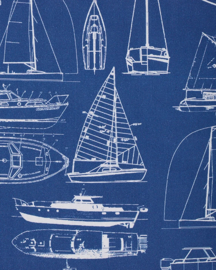 Fabrics - Cotton - Large Outline Yachts on Dark Blue - N708