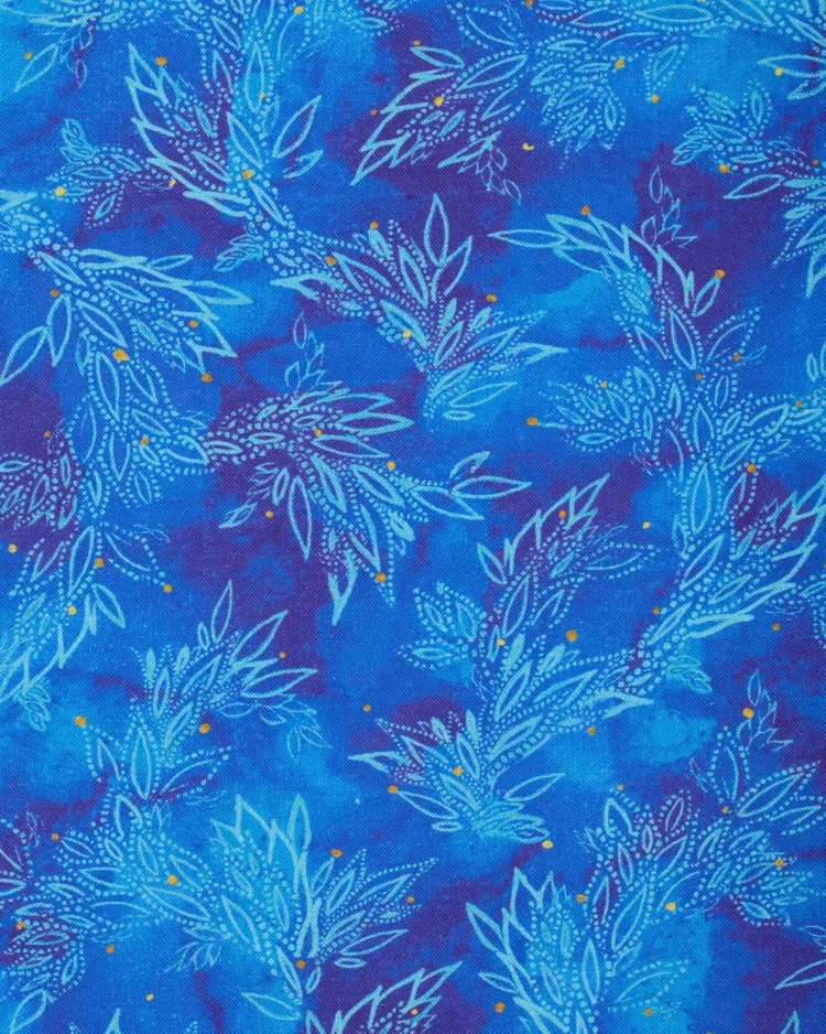 Fabrics - Cotton - Leaf Clusters on Turquoise - N707
