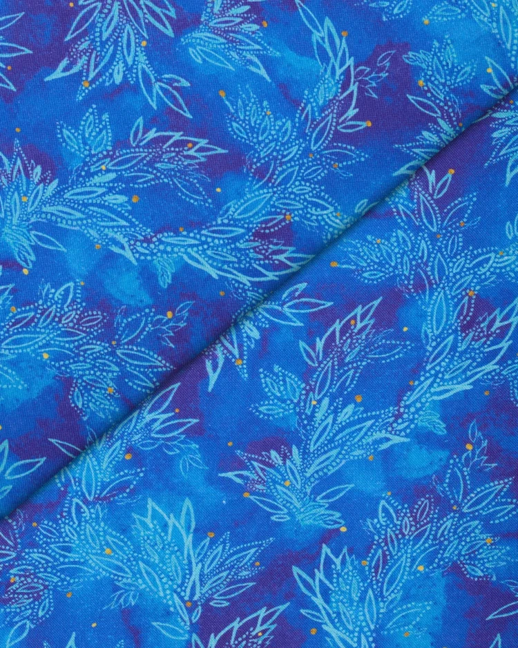 Fabrics - Cotton - Leaf Clusters on Turquoise - N707 Overlay