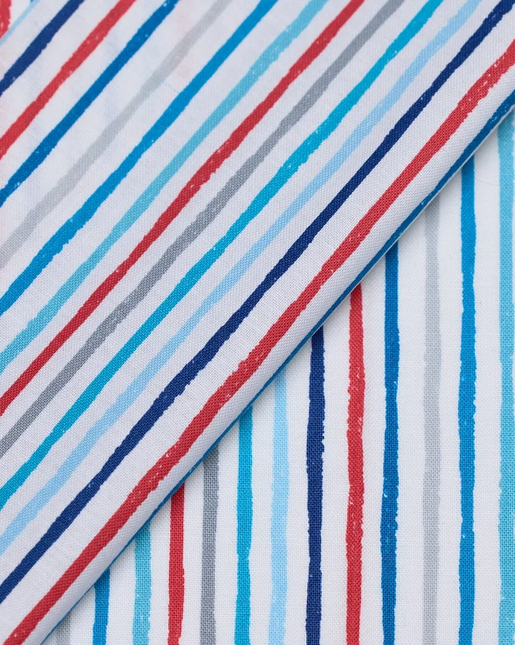 Fabrics - Cotton - Multi Stripes - White N719 Overlay
