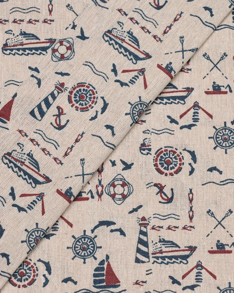 Fabrics - Cotton - Nautical Icons on CBeige - R109 OverlayFabrics - Cotton - Nautical Icons on Cream - R109 Overlay