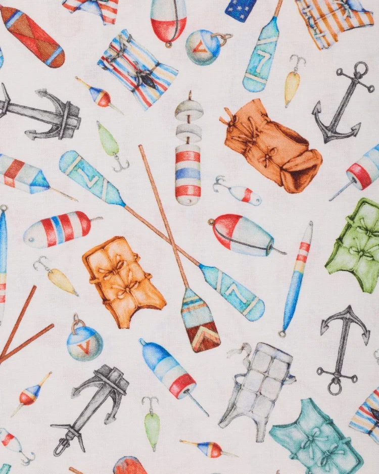 Fabrics - Cotton - Nautical Icons on White - N700