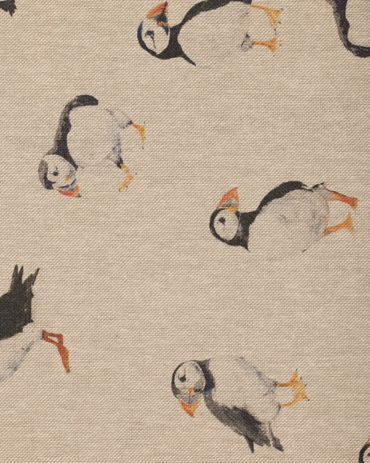 Fabrics - Cotton - Puffins on Cream - R102