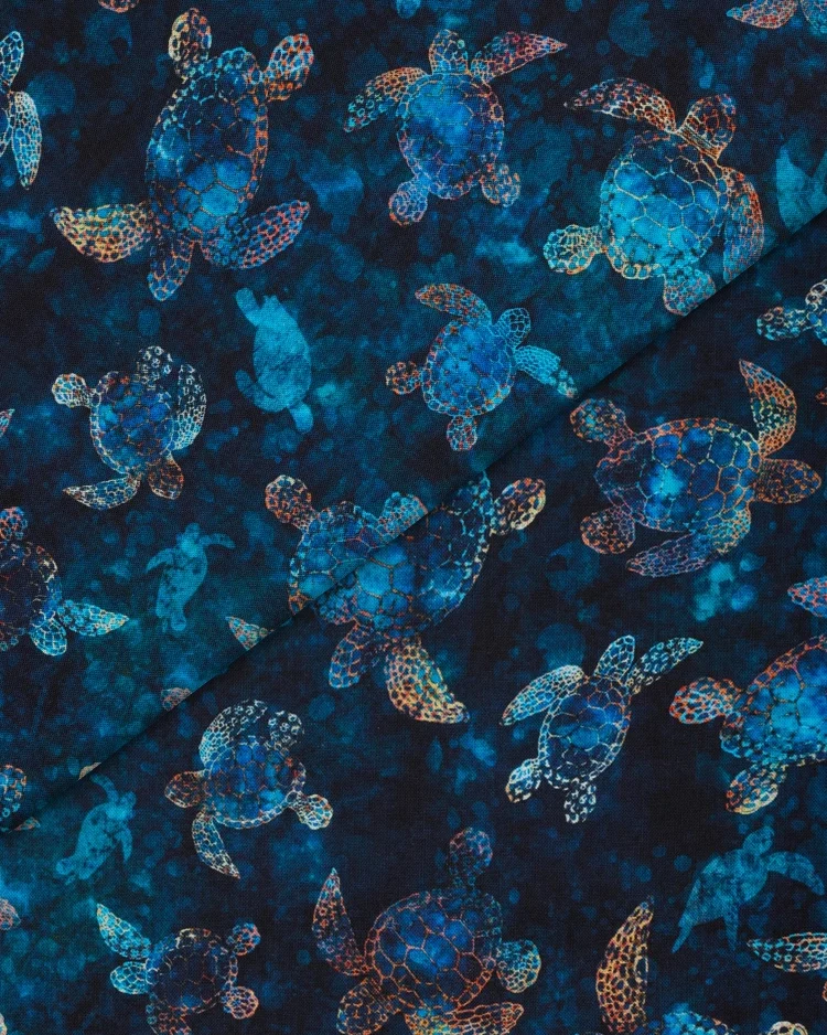 Fabrics - Cotton - Sea Turtles on Blue Lagoon - N713 Overlay