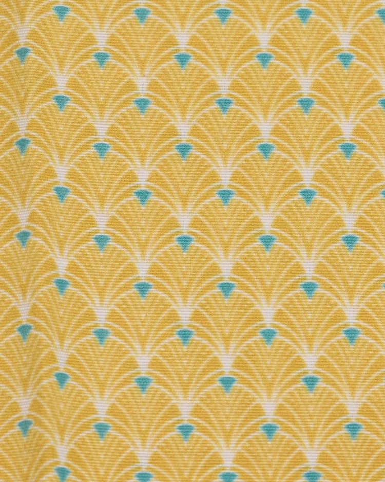 Fabrics - Cotton - Yellow Fans on White - R113