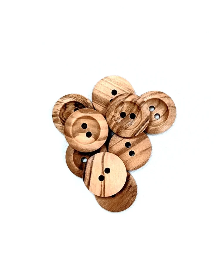 Haberdashery - Button - Natural Olive Wood 23mm - G176336 Grouped