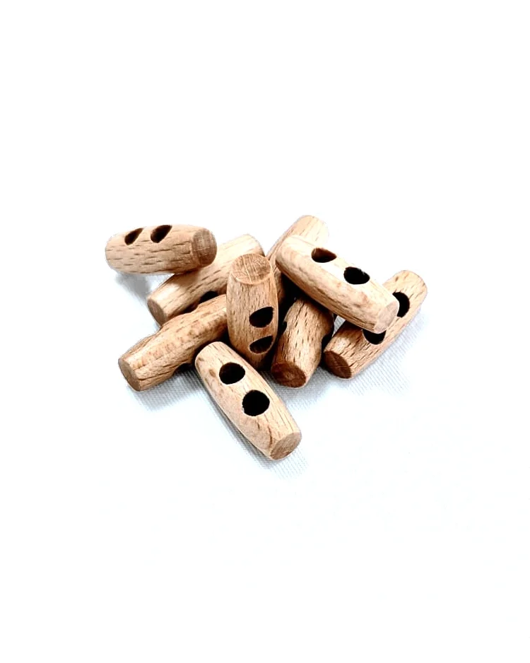 Haberdashery - Button - Natural Wooden Toggle 25mm - G203525 Grouped