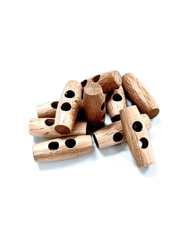 Haberdashery - Button - Natural Wooden Toggle 30mm - G203630 Grouped