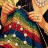 Gifts - Vintage Coasters and Cards - Knit One Purl One Print Close