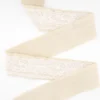 Haberdashery - Trims - Flower Motif Lace Overlaid Woven Cotton Blend Backing - White/Cream - 50mm