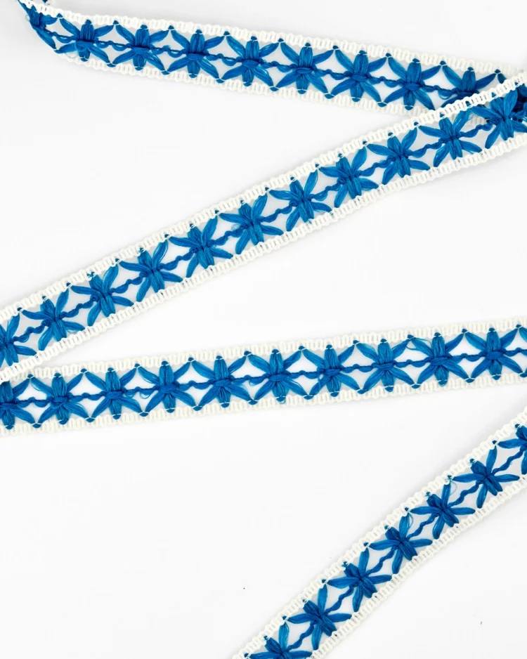 Haberdashery - Trims - Star-shaped Flowers - Teal - 14mm Close Up