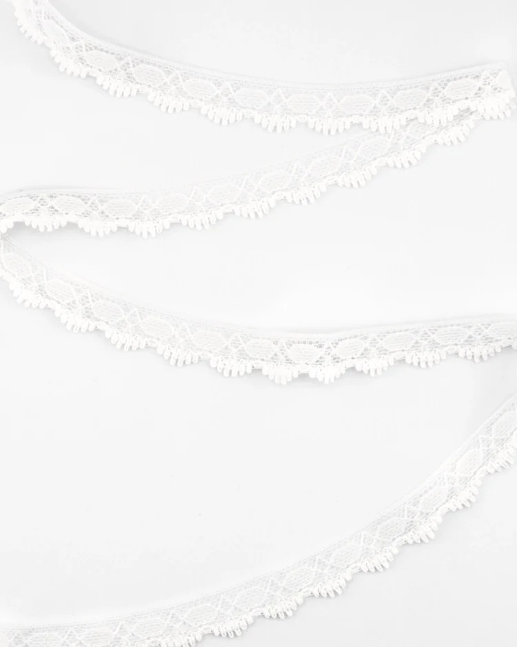 Haberdashery - Trims - Geometric Scalloped Lace - White - 12mm Close Up