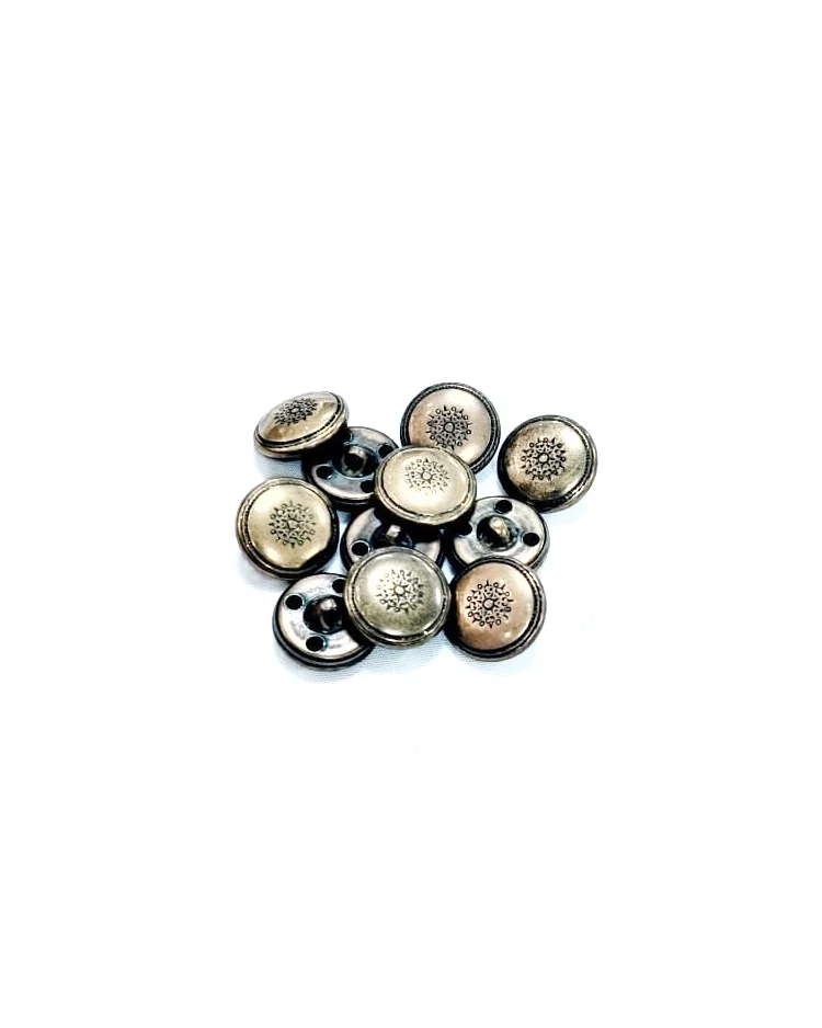 Haberdashery - Button - Gold-tone Round Sunburst Metal Shank 15mm - Grouped