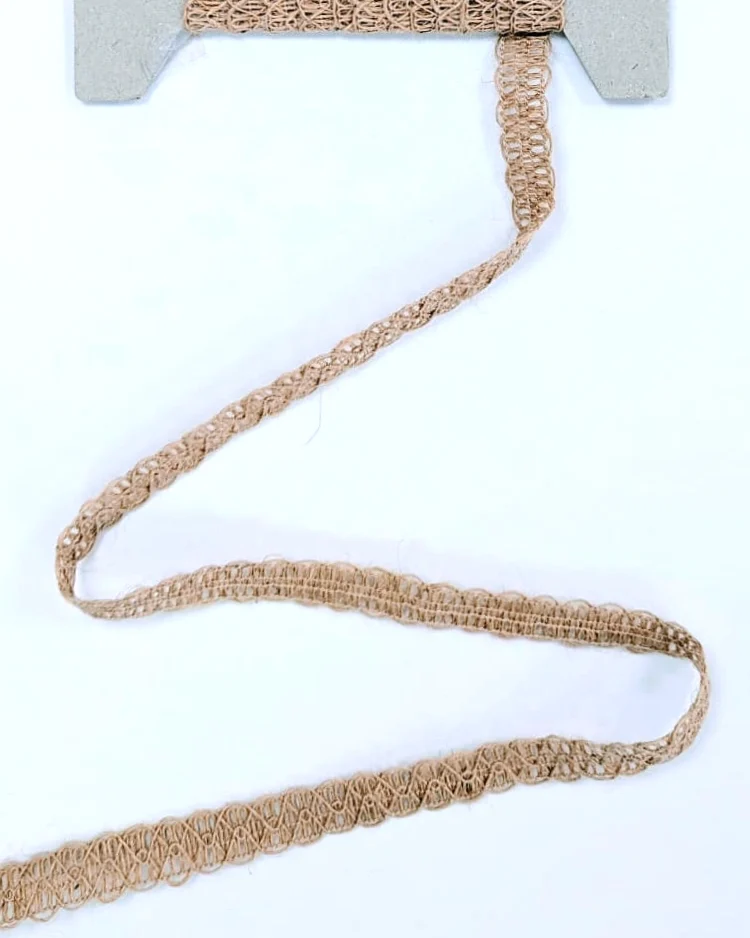 Haberdashery - Trims - Woven Jute Fkat Braided Trim - Natural - 37mm