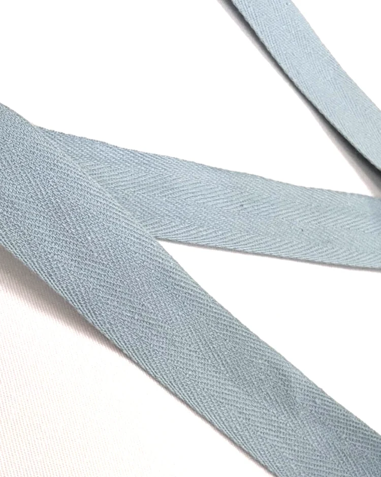 Haberdashery - Webbing - Cotton Herringbone Tape - Duck Egg Blue - 25mm - Close Up