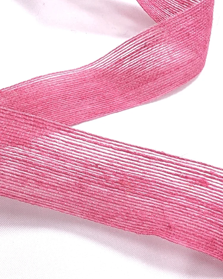Haberdashery - Webbings - Open Weave Jute Tape - Pink Jute - 37mm - Close Up