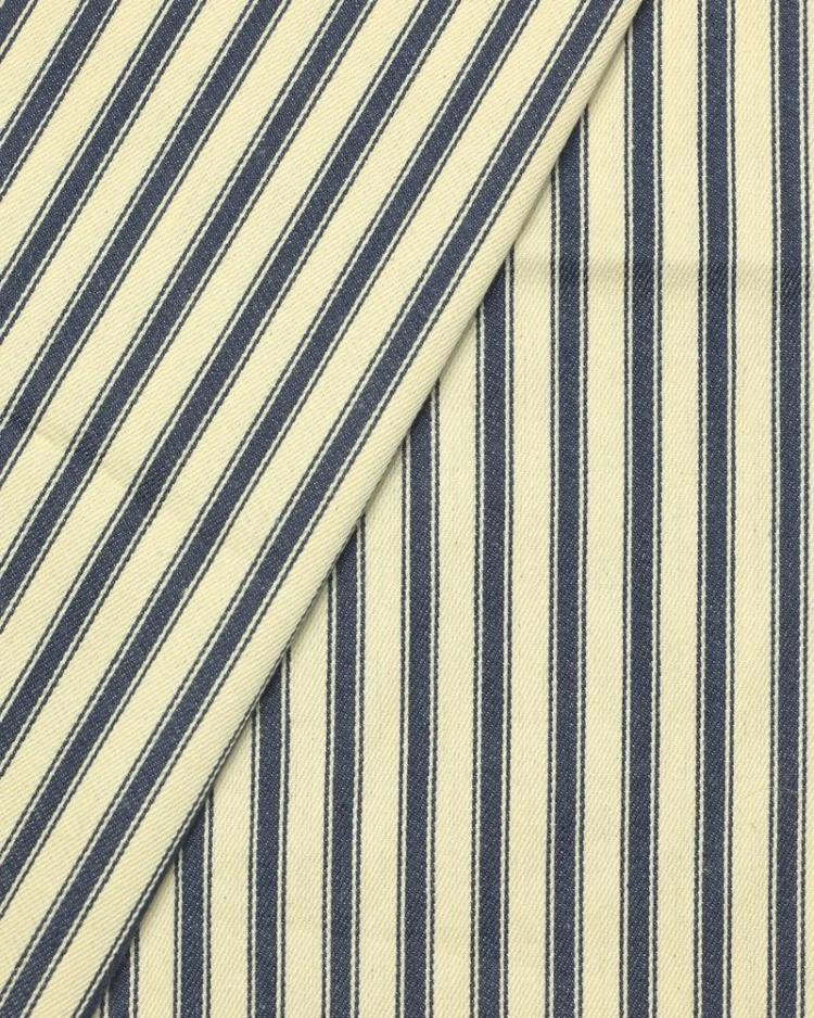Fabrics - Cotton - Canvas Ticking Stripes 8mm with Dark Blue & Cream - OT118-DB1 - Overlay