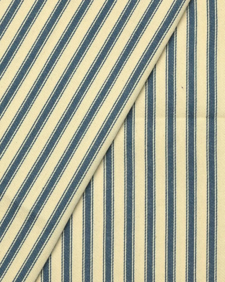 Fabrics - Cotton - Canvas Ticking Stripes 8mm with Denim Blue & Cream - OT118-DB5 - Overlay
