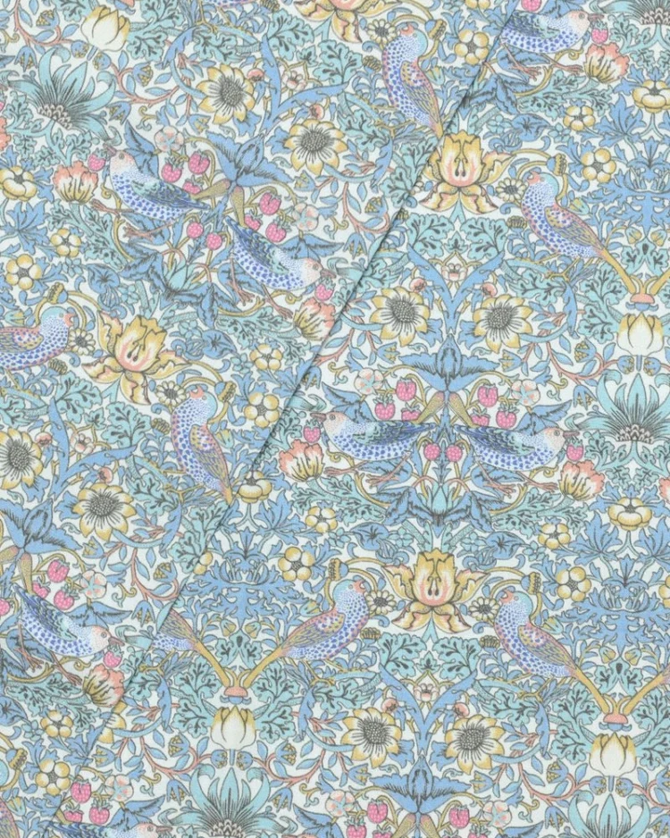 Fabrics - Cotton - Strawberry Thief Design on Cornflower - CPR120 - Overlay