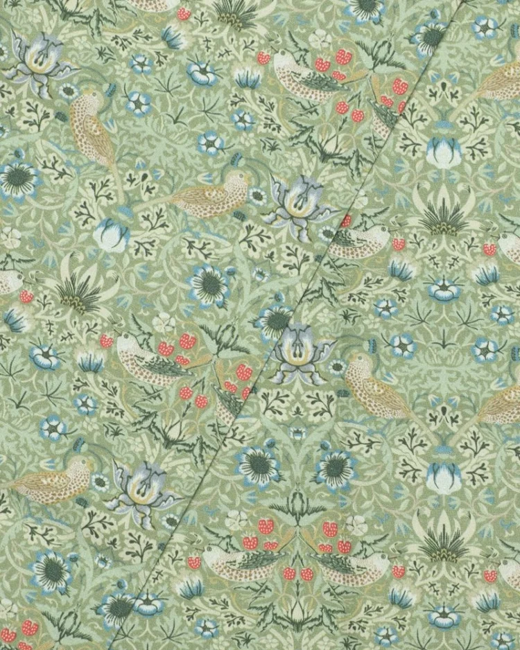 Fabrics - Cotton - Strawberry Thief Design on Pistachio - CPR119 - Overlay