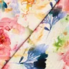 Fabrics - Viscose Linen - Floral Watercolour Design on Cream - Overlay