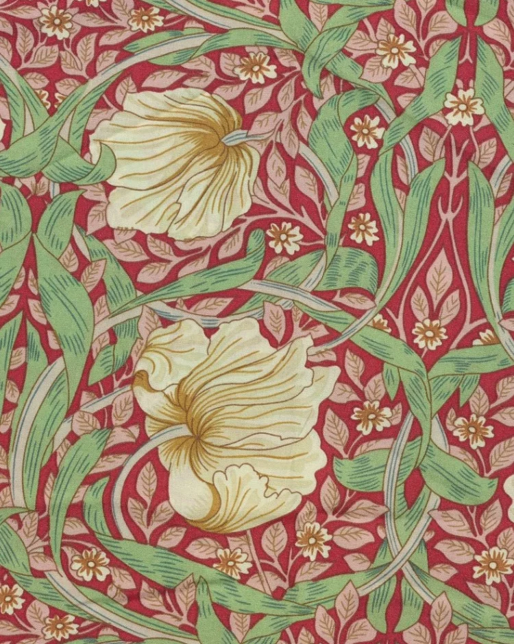 Fabrics - Viscose Challis - Tulip Flowers on Red - WC024