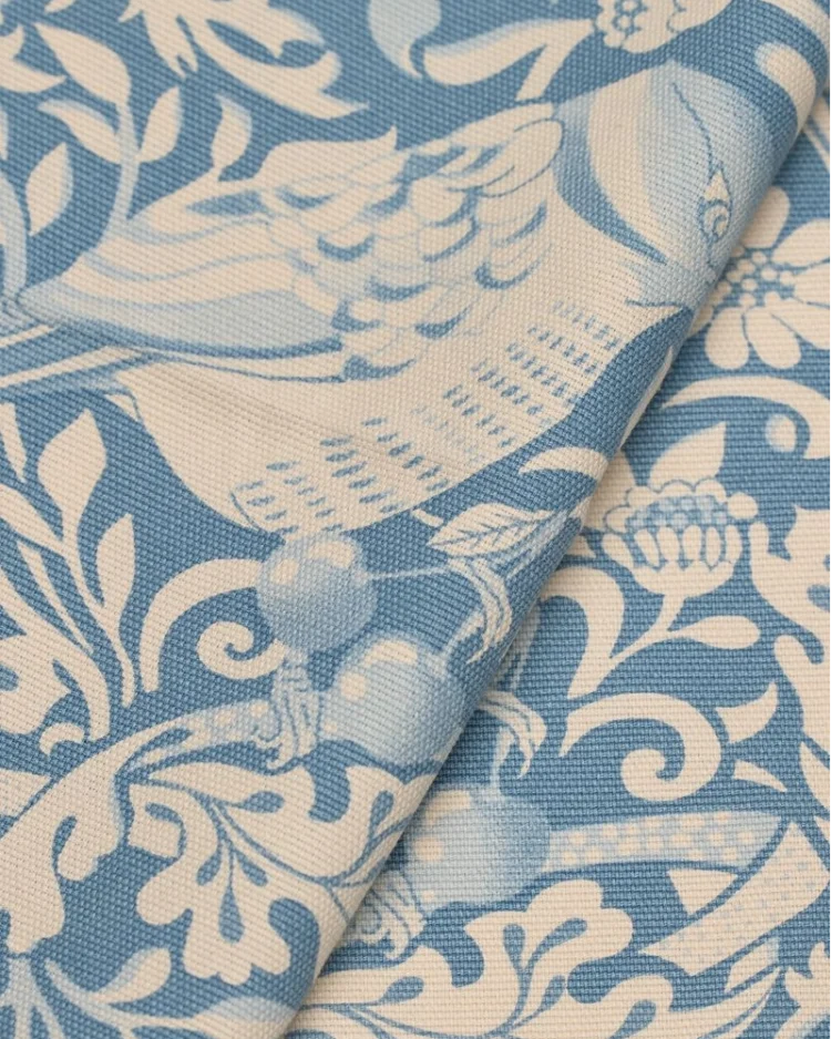Fabrics - Cotton - Cherry Thief - Floral Bird - Duck Egg Blue - 017-FUR-A - Overlay