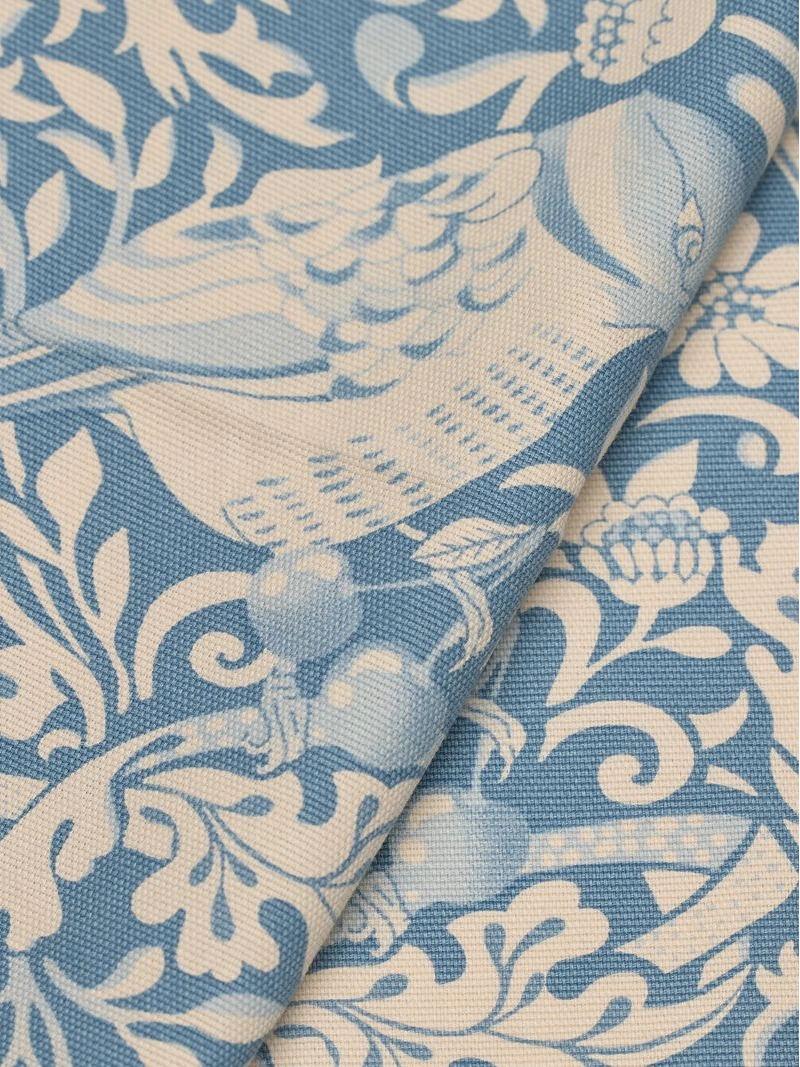 Fabrics - Cotton - Cherry Thief - Floral Bird - Duck Egg Blue - 017-FUR-A - Overlay