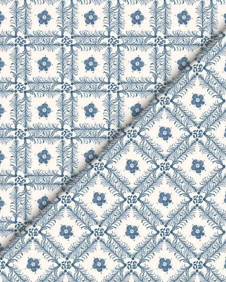 Fabrics - Cotton - Rachel Country Cottage Lattice Tiles on Cream - CD1105 - Overlay