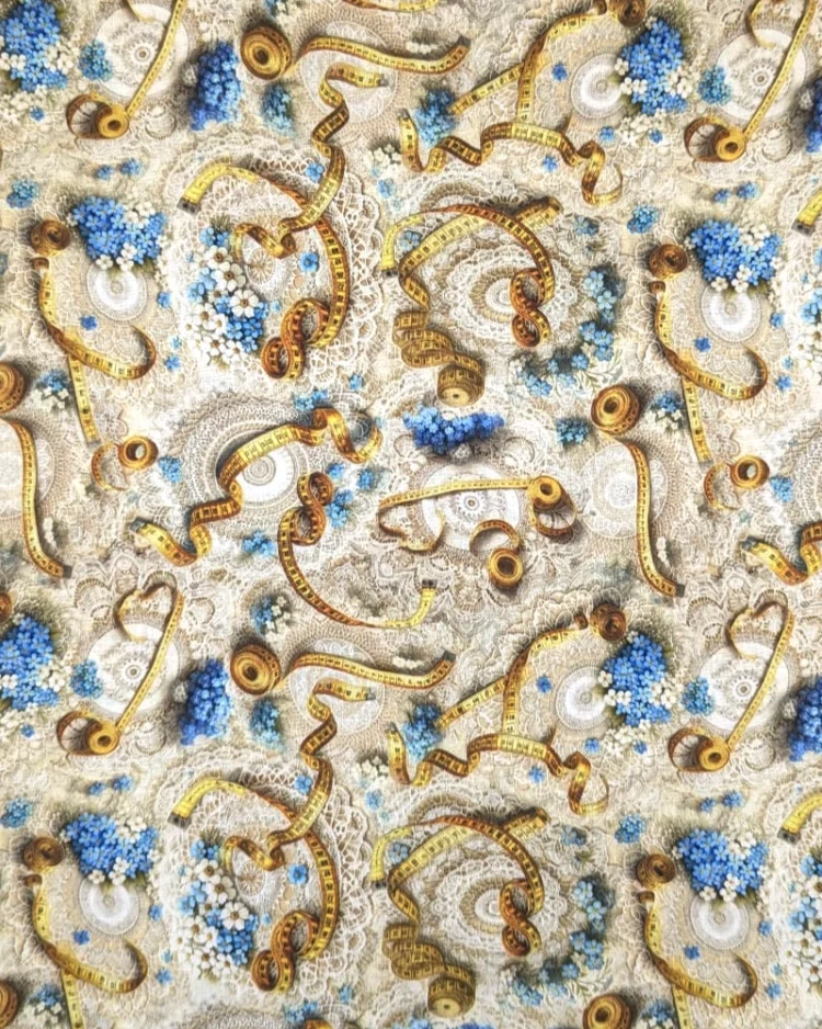 Fabrics - Cotton - Blank Quilting - Forget Me Not Sewing Notions on Ecru - BL4283-41Fabrics - Cotton - Blank Quilting - Forget Me Not on Ecru - BL4283-41