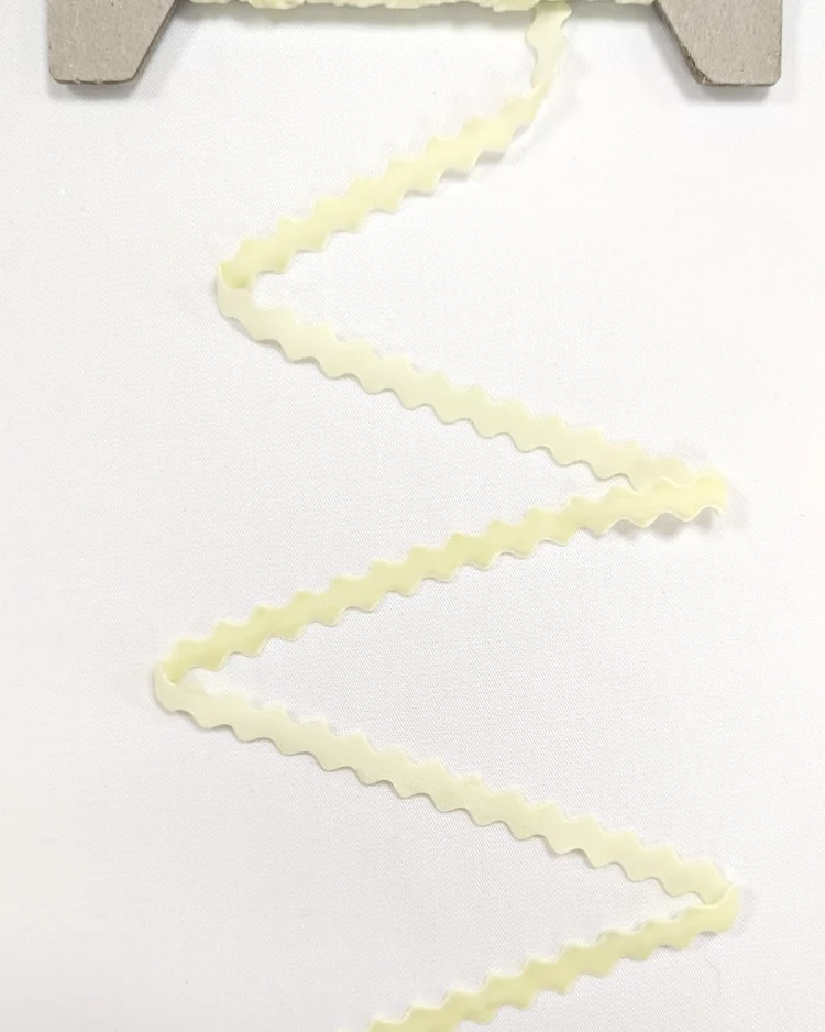 Haberdashery - Trims - Polyester Velour Flat Zigzag Wave Trim - Lemon Yellow - 12mm