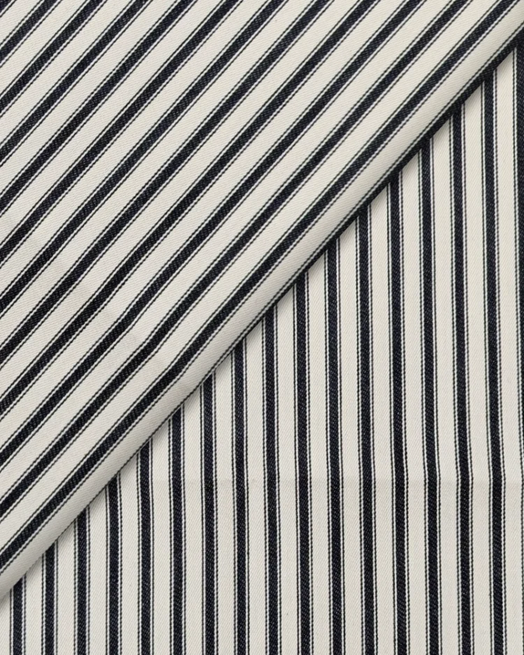 Fabrics - Cotton - Canvas Ticking Stripes 8mm with Black & Cream - OT118-BLK08 - Overlay