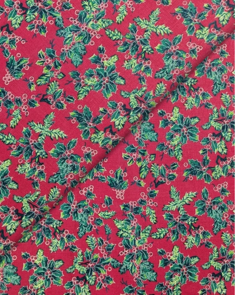 Fabrics - Cotton - Christmas Allover Holy Print on Red - BSB-CAH02 - Overlay