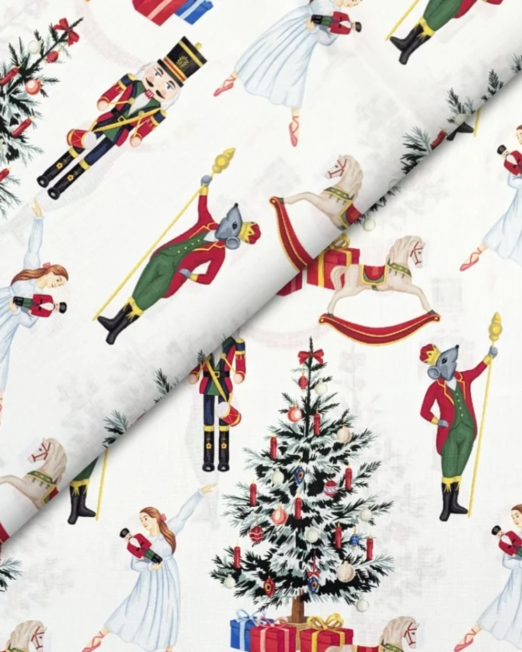 Fabrics - Cotton - Christmas Print - Nutcracker on White - Sew Cool MQA52018 - Overlay