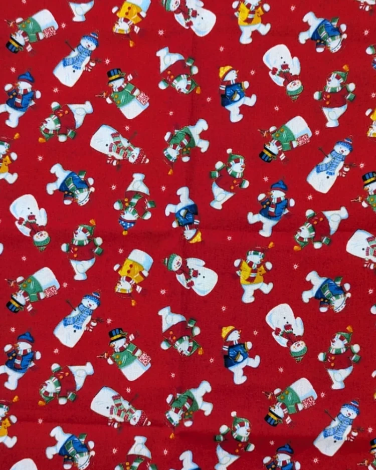 Fabrics - Cotton - Christmas Print - Santa's Christmas Snowmen on Red - Sew Cool - SC2405