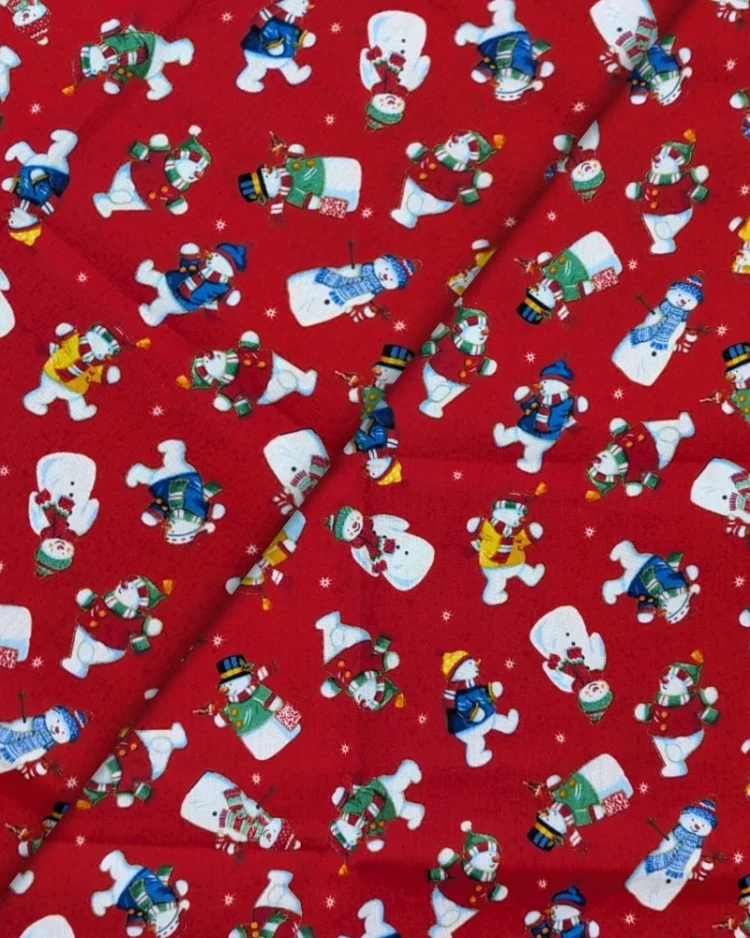 Fabrics - Cotton - Christmas Print - Santa's Christmas Snowmen on Red - Sew Cool - SC2405 - Overlay