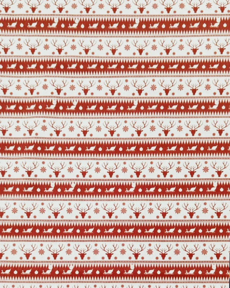 Fabrics - Cotton - Christmas Print - Scandi Stripes Reindeer Heads and Sleighs on Off White - Sew Cool